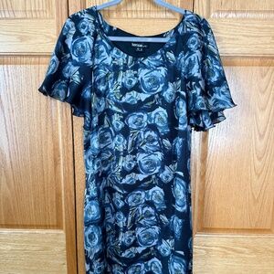 Kensie midnight floral flutter sleeve dress